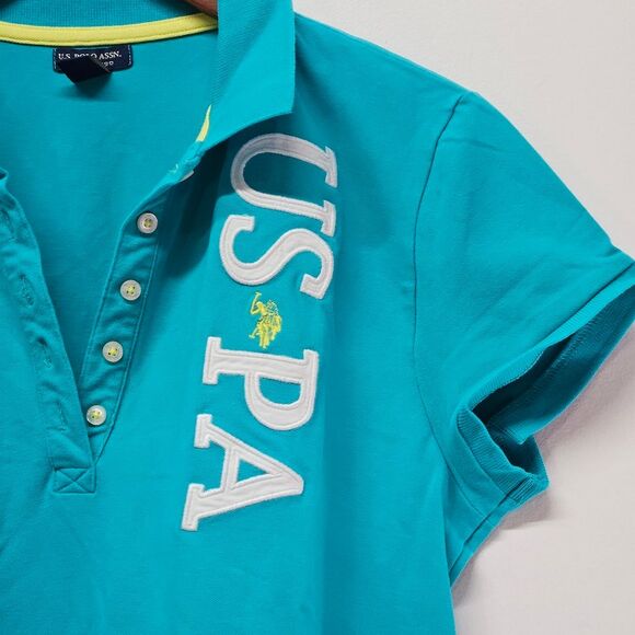 USPA Polo Shirt Henley Size XL Y2K Spelled Out Logo Rugby - Picture 7 of 12